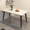 Conjunto de Mesa e Cadeiras de Jantar em Ardósia, Mesa de Jantar para Uso Doméstico, Apartamento Pequeno, Mesa de Jantar para Sala de Estar de Luxo Leve, Retangular, Moderna, Mármore, Minimalista