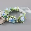 Coroa de Flores Rosa Fada Headpiece Faixa de Cabeça Estilo Mori Menina Adulta Flores Artificiais Faixa de Cabeça Acessórios de Cabelo Flor na Cabeça Adereços para Fotos
