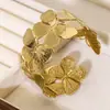 Moda Transfronteriza Estilo Europeo y Americano Pulsera de Mariposa Chapada en Oro Real Pulsera Abierta de Acero Inoxidable Brazalete con Textura de Mariposa