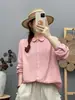 Estilo de menina da floresta, com acabamento em renda, retalhos bordados, camisa de gaze de algodão em camada dupla, cardigã feminino liso, camisa de manga comprida, blusa, XC95
