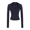 Blusas de Linha Única Cinza de Alta Qualidade, Falsas de Duas Peças, para Mulheres no Outono e Inverno, Camisetas de Manga Longa Slim Fit Sexy e Elegantes