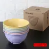 Juego de 6 tazones de 17 cm Paja de trigo Casero Tazón grande para arroz Tazón japonés para ramen A prueba de caídas Estudiante Tazón para fideos instantáneos
