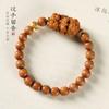 Moda nacional artística muñeca fragancia elegante cuentas de sándalo viejo de montaña tallado de palo de rosa caricatura Dios Amarillo de la Riqueza anillo individual pulsera para hombres y mujeres