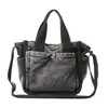 Nova Bolsa de Mão Color Block Japonesa e Coreana Bolsa Tote Pequena de Jeans Casual Retrô Bolsa de Ombro Único Transversal da Moda Tendência Feminina