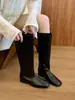 Primer Encuentro Jifa Francés Blanco Crudo Botas Largas de Monta Botas para Mujer 2026 Otoño Punta Cuadrada Tubo Recto Delgado