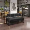 Sofá de Peluquería Silla de Espera Sofá de Acero Inoxidable Área de Descanso de Peluquería Sofá de Recepción Salón de Belleza Peluquería Exclusivo