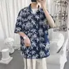 Estilo Hong Kong 2024 Verano Nuevo Camisa Floral de Manga Corta Holgada Estilo Japonés Camisa Floral Hawaiana de Playa para Hombre Tendencia