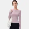 Popular Camiseta de Yoga Ajustada de Manga Larga, Secado Rápido Ajustada Ropa Deportiva para Correr, Entrenamiento y Fitness, Camiseta Deportiva de Pilates para Mujer