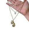 Collar de Cadena para Clavícula de Lujo Ligero Francés con Colgante de Amor Multicapa para Mujer Diseño Simple de Nicho Uso Diario