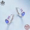 Pendientes Evelle de plata de ley s925 con ópalo morado y hebilla en forma de corazón, combinables, con forma de corazón, joyería para mujer BSE865