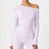 Nueva camiseta deportiva cruzada de un hombro, corte ajustado, top de yoga transpirable, de manga larga, top sexy de Pilates para usar por fuera