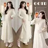 Novo Produto Outono 2026: Vestido de Cetim Acetinado para Maternidade + Casaco Tricô Tridimensional Vazado Conjunto para Maternidade