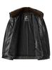 Jaqueta de Couro Grossa Forrada com Lã para Homens de Meia-Idade no Inverno, Jaqueta de Couro Estilo Novo para Pais com Gola Reversível, Roupa de Exterior Quente para Homens de Meia-Idade e Idosos