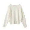 Suéter de Cachemira para Mujer 100% Cachemira Cuello de Una Línea Mangas de Murciélago Diseño Amigable con la Piel