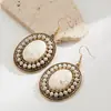 He Ming Gancho de Oreja Exagerado de Diamante Turquesa Nuevo y Creativo Estilo Europeo y Americano Pendientes de Moda Bohemio Tendencia