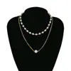 Joyería Transfronteriza Europea y Americana para Mujer Collar de Perlas Asimétrico Multicapa Cadena Personalizada Punk Creativa Nuevo
