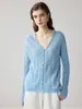 Cardigan Holgado de Hilo Herbalife - Seda de Morera y Cachemira - Cuello en V para Mujer - Tejido Calado Informal - Prenda Exterior Superior