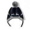 Chapéu de Lã Cashmere Tricotado Chapéu de Cashmere Feminino Jacquard de Veado Quente de Inverno Meninos e Meninas Chapéu de Lã com Agulha Pom Pom Cordão
