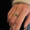 Anillo Fino Vintage Cuadrado de Diamante Retorcido Popular de Xiaohongshu, Anillo de Nicho de Alta Gama, Anillo para el Dedo Índice, Envío Directo