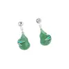 Dai Guo Estilo Chino Nuevo Hoja Verde Calabaza Soporte en Blanco para Pendientes Guofeng Imitación Jade Artístico Retro Temperamento Accesorios para Pendientes Hanfu
