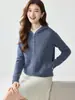 Cárdigan de Cachemir con Cremallera para Mujer, Ropa de Punto con Capucha, Abrigo de Color Sólido, Estilo Perezoso Simple, Chaqueta Suéter Nueva
