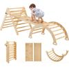 Cadeira de balanço arqueada com rampa de escalada estrutura de ginástica crianças Montessori dobrável triângulo de madeira estrutura de escalada