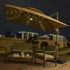 Sombrilla de Exterior con Tiras de Luz y Cuentas, Sombrilla Parasol para Patio, Sombrilla Grande para Montaje de Puesto, Sombrilla Romana Cuadrada Grande de Exterior para Jardín