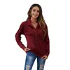 Foto Real em Estoque Outono e Inverno 2023 Novo Cruzamento Wish Blusa de Manga Longa Canelada Cor Sólida Gola Alta Botão Tricô Roupa Feminina