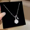 Colar de Flor de Pérola Agrupada Zircônia Super Brilhante Bola de Flor Corrente de Clavícula Simples da Moda Francesa Colar Versátil Exquisito