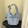 Nueva Bolsa de Tela Estilo Retro a Cuadros Estilo Universitario Coreano, Bolso de Hombro de Gran Capacidad, Bolsa de Compras Ligera, Bolso para Mujer, Bolso de Axila
