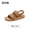 Sandálias Zhr Birkenstock para Mulheres 2026 Verão Novo Estilo Sandálias Planas Macias para Uso Externo Sandálias Romanas Versáteis para Praia
