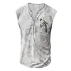 Chaleco informal sin mangas con estampado digital para hombre joven, de talla europea, fino y único, de verano, para comercio exterior transfronterizo