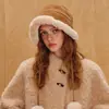 Gorro de Pescador Grueso y Cálido con Forro de Polar de Conejo Sintético para Mujer, Protección para los Oídos con Pompón para Ciclismo al Aire Libre, Sombrero Trapper a Prueba de Frío