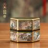 Pote de ferro hexagonal 50g estilo chinês pote de chá selado à prova de umidade pote de doces chinês caixa de doces de casamento pote de chá preto