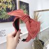 Diadema Coreana Nueva al Por Mayor Estilo Coreano Arte en Denim Diadema Patrón de Doble Línea Lazo Grande Agujero para el Cabello Diadema de Borde Ancho