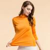 Camiseta Básica de Cuello Alto de Seda Huaye Otoño e Invierno para Mujer, Suéter de Manga Larga, Top de Punto de Seda de Morera Talla Grande para Mujer