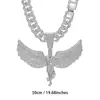 Collar Cubano Angel con Colgante Oversize de Diamante Rosa y Hebilla Cuadrada Venta Caliente en Amazon Transfronterizo TEMU Accesorios Hip-Hop para Hombres y Mujeres