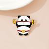 Design original Sports Panda Broche Fitness Halterofilismo Artes marciais Halteres Bonito Desenho Animado National Tide Souvenir Acessórios