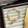 Pulsera de Cuentas Redondas de Jade de Seda Dorada Hotan de Xinjiang Natural para Mujer Exquisita DIY Multi-Gema Pulsera de Cuentas Ábaco Prosperidad Suerte