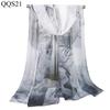 Bufanda fina de seda suave para primavera y otoño seda artificial Bufanda de mujer chal estampado de loto bufanda de seda para mujer ventas directas de fábrica