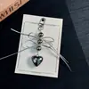 Laço de Fita Pingente de Coração de Metal Chaveiro de Coração de Metal Brilhante Decoração para Bolsa Telefone