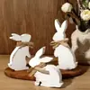 Conejo de Madera de Pascua Estilo Lindo, Decoración Popular de Escritorio, Adorno de Bandeja en Capas para Decoración del Hogar