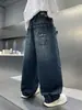 Calças Jeans Largas e Soltas para Meninos de Meia-Idade e Mais Velhos, Nova Coleção Primavera/Outono Marca Tendência Calças Longas Casuais, Modernas e Versáteis, Cor Escura, Outono