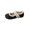 Nuevos zapatos de algodón con pelo grueso de suela gruesa a juego con falda de terciopelo para mujer 2026 invierno Mary Jane retro