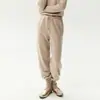Pantalones bombachos de cachemira para mujer, fluidos, relajados y cómodos, de cintura alta, corte holgado, adelgazantes, casuales, con tobillos ajustados, pantalones tipo linterna de punto de lana