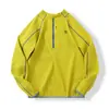 Estilo Montaña Exterior Hombres y Mujeres Pareja Otoño Cuello Alto Media Cremallera Transpirable Deporte Puntada de Pespunte Deporte Manga Larga Camiseta Top