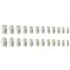 Manicura de Moda Nude Blanco Fresco, Parches para Uñas Delicados con Ondulaciones, Uñas Portátiles de Venta Caliente Transfronteriza con Atmósfera Elegante