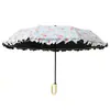 Guarda-chuva de Renda com Alça de Anel Aberta Manual Guarda-sol Guarda-chuva de Uso Duplo Alto Valor Estético 70% de desconto Proteção UV Cola Preta Guarda-sol