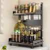 Estante de Almacenamiento de Cocina con Condimentos Seleccionados Cuidadosamente, Portacuchillos, Utensilios de Cocina Multifuncionales, Estante de Almacenamiento Multicapa sin Taladro, Especiero
