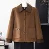 Colección de otoño para mujeres de mediana edad: un elegante abrigo de lana reversible que reduce la edad, perfecto para primavera y otoño, con un corte holgado y cómodo
